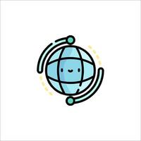 A globe icon with a smiley face vector