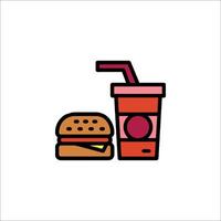 A hamburger and drink icon on a white background vector