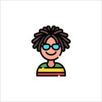 A cartoon avatar of a man with dreadlocks vector