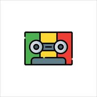 A cassette player icon with a red, yellow and green color scheme vector