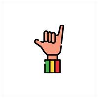 A hand with a finger up and a green, yellow and red flag vector