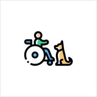 A man in a wheelchair and a dog are in a line vector