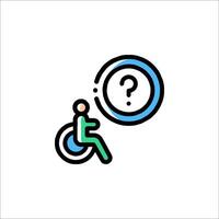 A person in a wheelchair is looking at a question mark vector