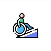 A person in a wheelchair on a ramp vector