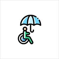 A person in a wheelchair with an umbrella vector