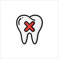 A tooth with an x on it vector