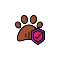 A dog paw with a shield and a check mark vector