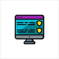 A computer monitor with a shield icon vector