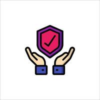 Two hands holding a shield icon vector