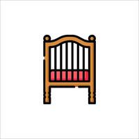 A baby crib icon in a line style vector