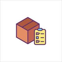 A box with a check list and a pen icon vector