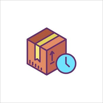 A box with a clock on it and a clock icon vector