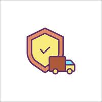 A delivery truck with a shield and a check mark vector