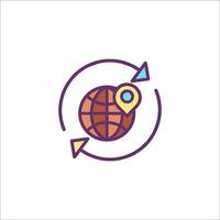 A globe with a map and arrow pointing to it vector