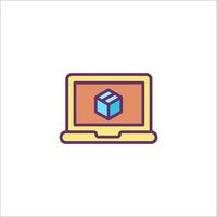 A laptop with a cube on it vector