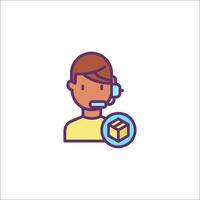 A man with a headset and a box icon vector