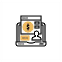 A line icon of a person with a dollar sign vector