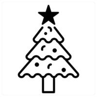 Christmas Tree icon concept in black duo line color vector