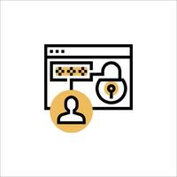 A person is looking at a computer screen with a lock icon vector