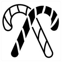 Candy Cane icon concept in black duo line color vector