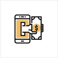 A phone with money in it and a hand holding it vector