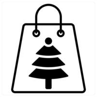 Christmas Shopping icon concept in black duo line color vector