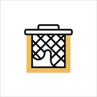 A black and white icon of a trash can vector