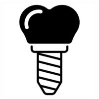 Tooth Implant icon concept in black duo line color vector