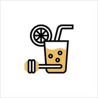 A drink with a lemon slice and a straw vector