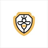 A bee logo with a shield and a bee on it vector