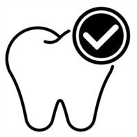 Checked Tooth icon concept in black duo line color vector