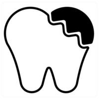 Broken Tooth icon concept in black duo line color vector