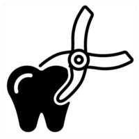 Tooth Remove icon concept in black duo line color vector