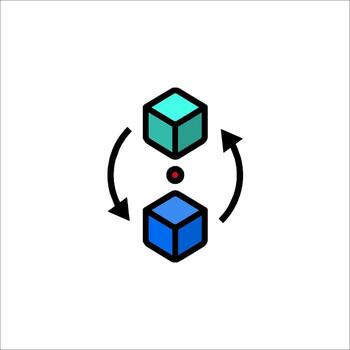 A cube with a red arrow pointing to it vector