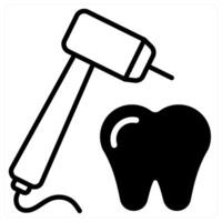 Tooth Drill icon concept in black duo line color vector