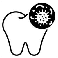 Tooth Bacteria icon concept in black duo line color vector
