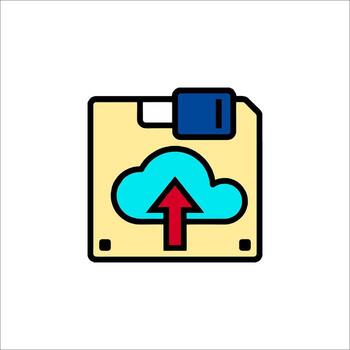 A folder with an arrow pointing to a cloud vector