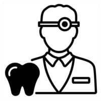 Dentist icon concept in black duo line color vector
