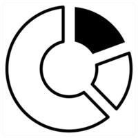 Pie chart and data icon concept in black duo line color vector