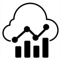 Cloud Analysis icon concept in black duo line color vector