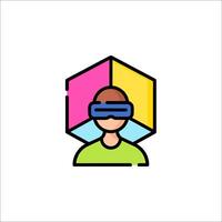 A man wearing a virtual reality headset icon vector