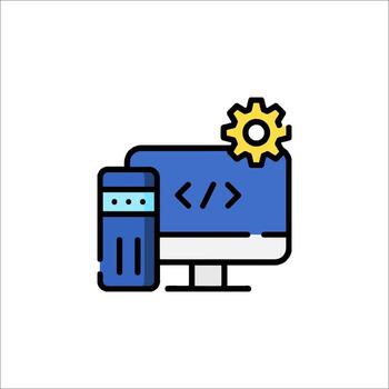 un computadora y un reloj icono vector
