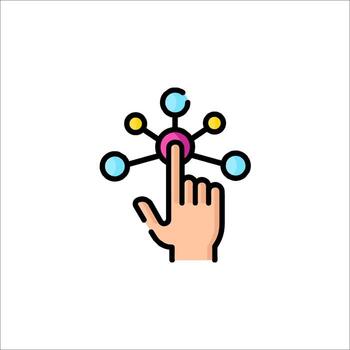 un mano prensado un botón con un red icono vector