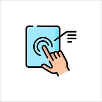 Touch screen icon with finger touching the screen vector