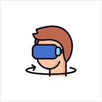 A man wearing a virtual reality headset vector