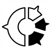 Pie chart and report icon concept in black duo line color vector