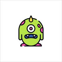 A cartoon green monster with pink eyes vector