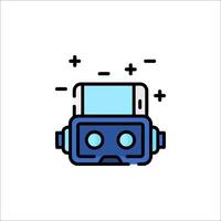 A blue and white icon of a virtual reality headset vector