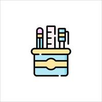 A colorful box with a pencil and ruler in it vector