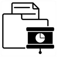 Presentation File icon concept in black duo line color vector